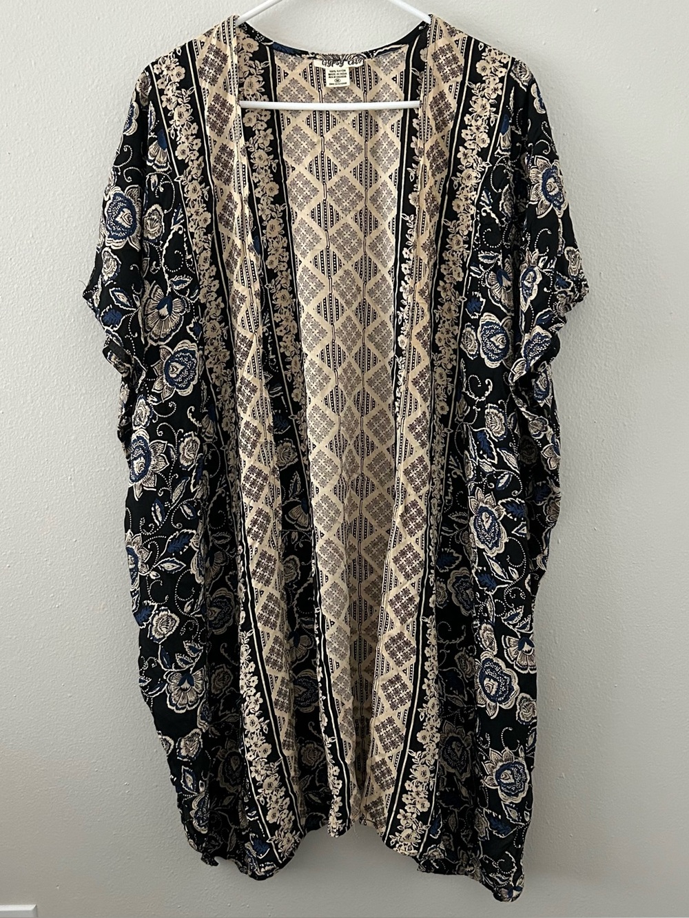 Gypsy Love Boho Floral Open Front Kimono Women’s M Festival Hippie Beach Coverup